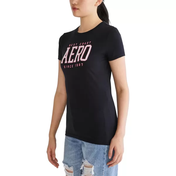 AEROPOSTALE Womens Block Short Sleeve Graphic TeeDark Black2