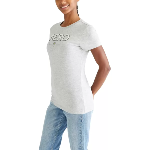 AEROPOSTALE Womens Block Short Sleeve Graphic TeeLight Heather Grey