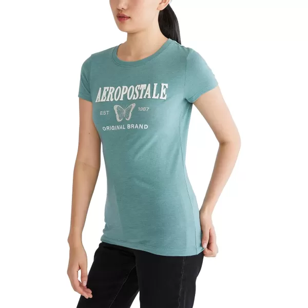 AEROPOSTALE Womens Block Short Sleeve Graphic TeeSagebrush Green