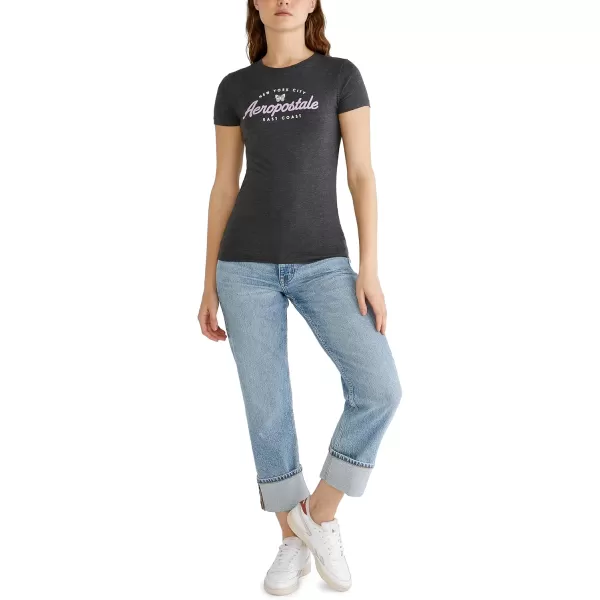AEROPOSTALE Womens Butterflies Short Sleeve Graphic TeeCharcoal Heather Grey 2