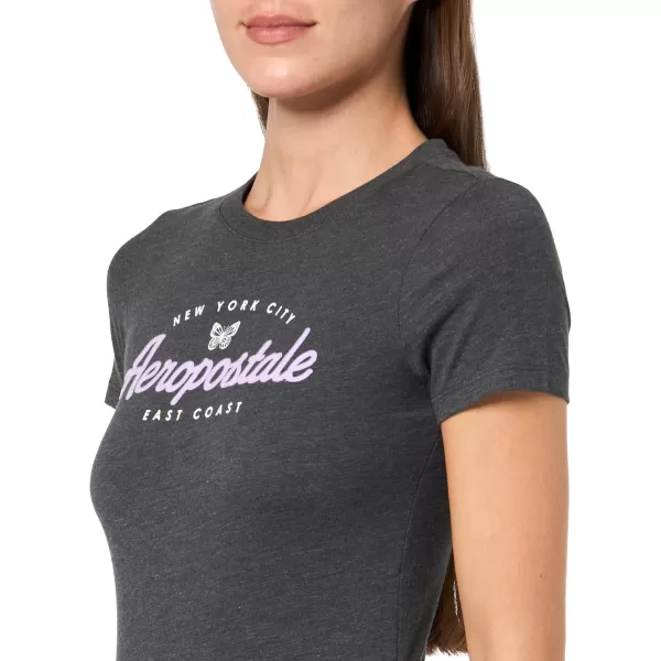 AEROPOSTALE Womens Butterflies Short Sleeve Graphic TeeCharcoal Heather Grey 2