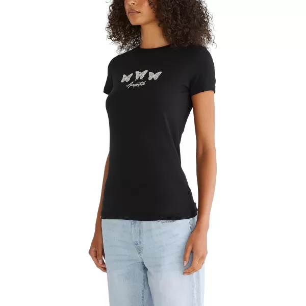 AEROPOSTALE Womens Butterflies Short Sleeve Graphic TeeDark Black 2