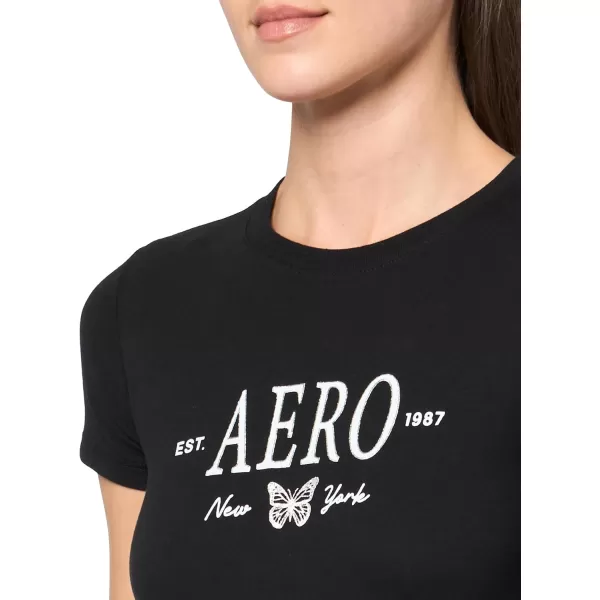 AEROPOSTALE Womens Butterflies Short Sleeve Graphic TeeDark Black