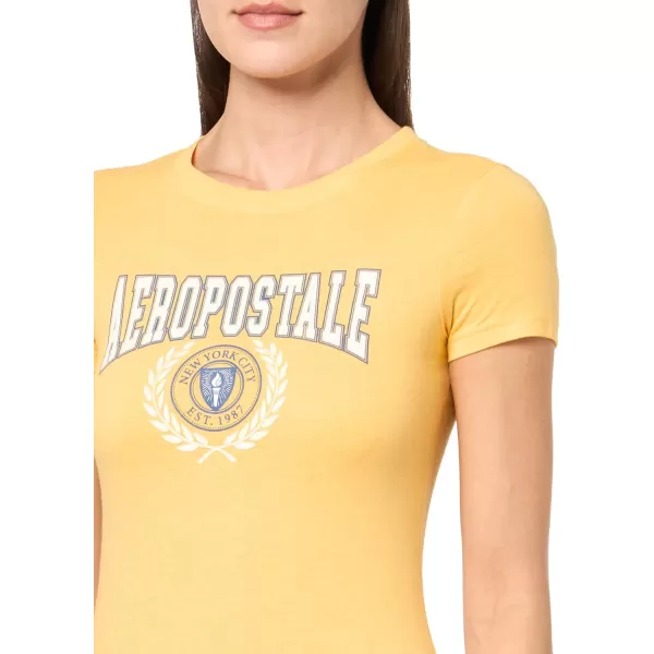 AEROPOSTALE Womens Collegiate Short Sleeve Graphic TeeAmber Yellow
