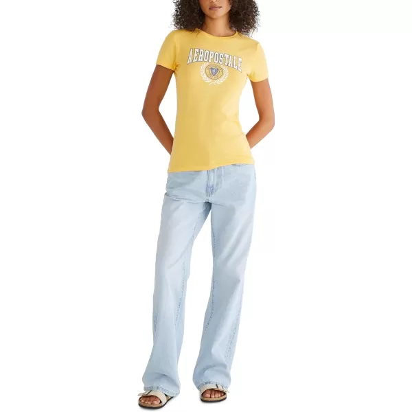 AEROPOSTALE Womens Collegiate Short Sleeve Graphic TeeAmber Yellow