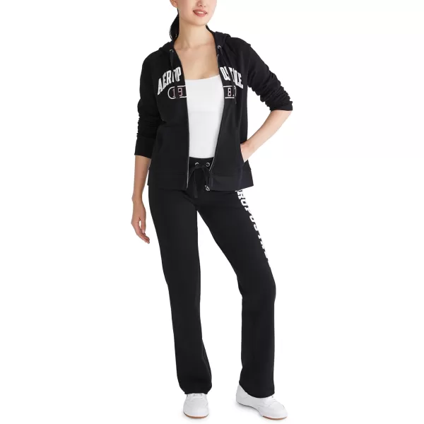 AEROPOSTALE Womens Logo Full Zip HoodieArches1987Dark Black