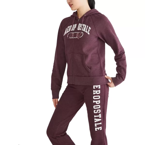 AEROPOSTALE Womens Logo Full Zip HoodieArches1987Rich Burgundy