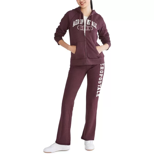 AEROPOSTALE Womens Logo Full Zip HoodieArches1987Rich Burgundy