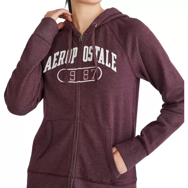 AEROPOSTALE Womens Logo Full Zip HoodieArches1987Rich Burgundy