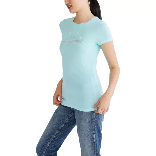 AEROPOSTALE Womens Script Short Sleeve Graphic TeeAruba Blue