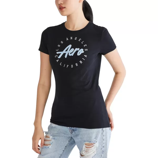 AEROPOSTALE Womens Script Short Sleeve Graphic TeeDark Black3