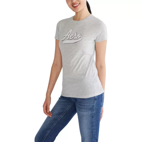 AEROPOSTALE Womens Script Short Sleeve Graphic TeeLight Heather Grey