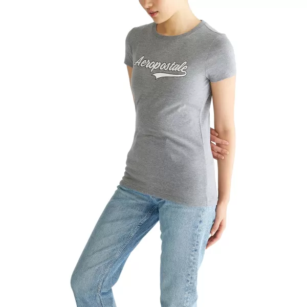 AEROPOSTALE Womens Script Short Sleeve Graphic TeeMedium Heather Grey