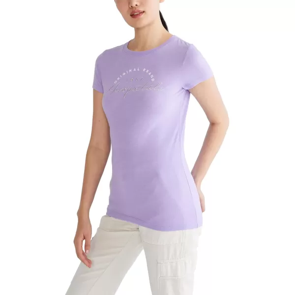 AEROPOSTALE Womens Script Short Sleeve Graphic TeePurple Neon