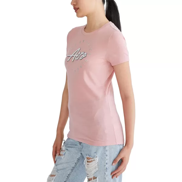 AEROPOSTALE Womens Script Short Sleeve Graphic TeeStucco Rose