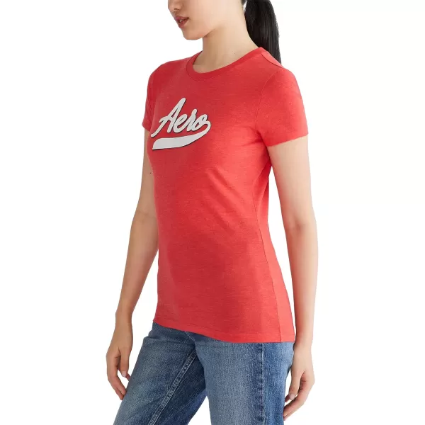 AEROPOSTALE Womens Script Short Sleeve Graphic TeeTomato