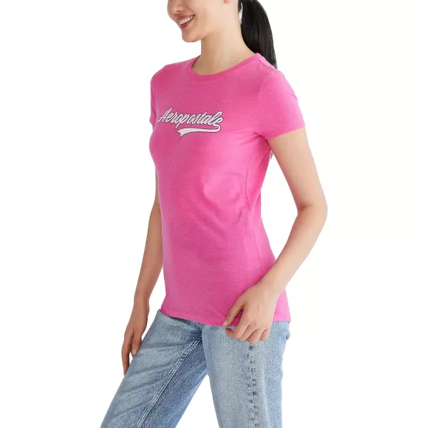 AEROPOSTALE Womens Script Short Sleeve Graphic TeeTropical Pink Neon