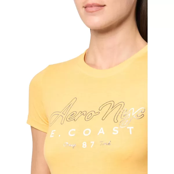 AEROPOSTALE Womens Shine Short Sleeve Graphic TeeAmber Yellow
