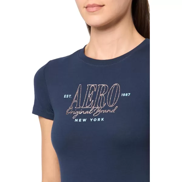 AEROPOSTALE Womens Shine Short Sleeve Graphic TeeCadet Navy