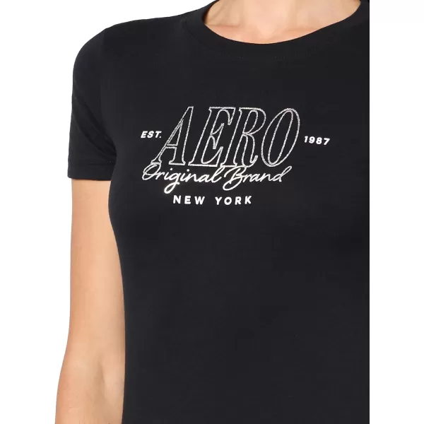 AEROPOSTALE Womens Shine Short Sleeve Graphic TeeDark Black