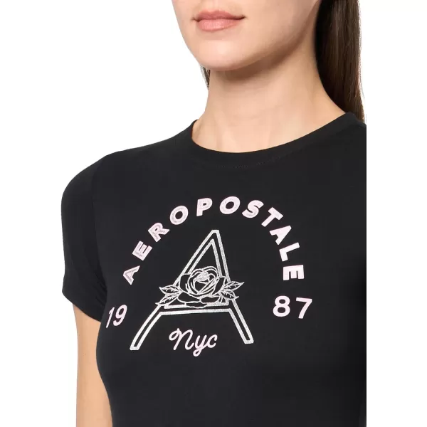 AEROPOSTALE Womens Shine Short Sleeve Graphic TeeDark Black2