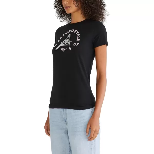 AEROPOSTALE Womens Shine Short Sleeve Graphic TeeDark Black2