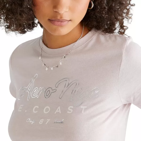 AEROPOSTALE Womens Shine Short Sleeve Graphic TeeSilver Pink