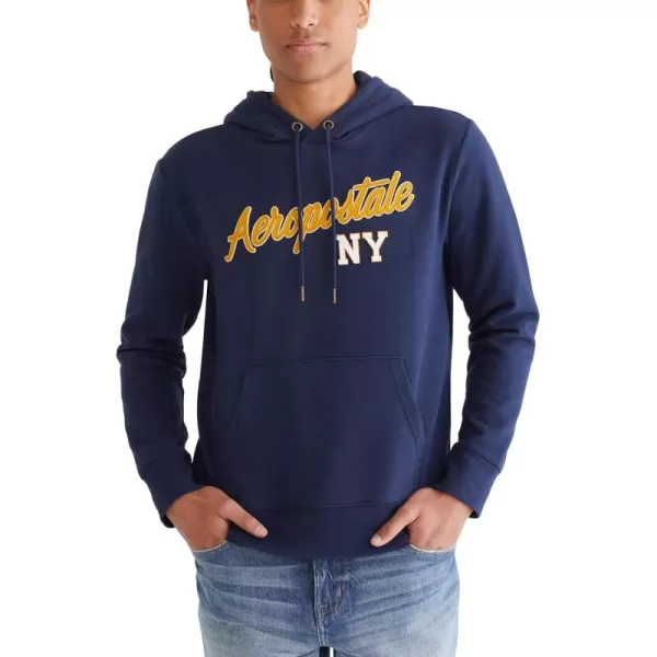 AEROPOSTALE Mens Aero Logo Popover HoodieScriptCadet Navy