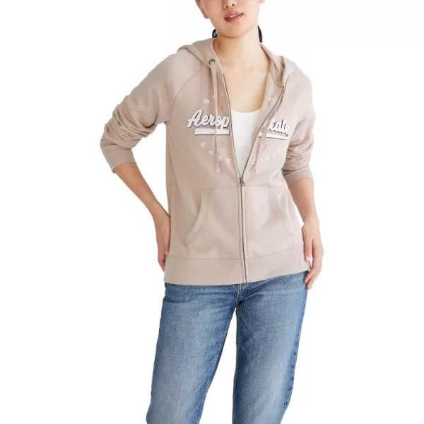 AEROPOSTALE Womens Aero Logo Full Zip HoodieCircleScriptsSimply Taupe