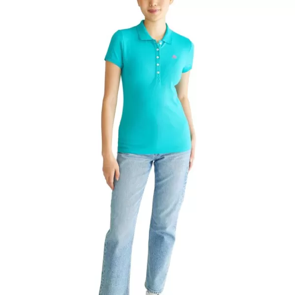 AEROPOSTALE Womens Aero Solid A87 PoloAqua Dream