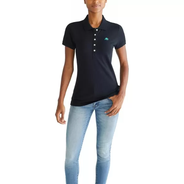 AEROPOSTALE Womens Aero Solid A87 PoloDark Black