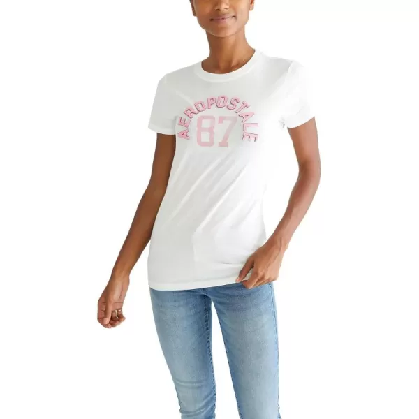 AEROPOSTALE Womens Arch Short Sleeve Graphic TeeCream