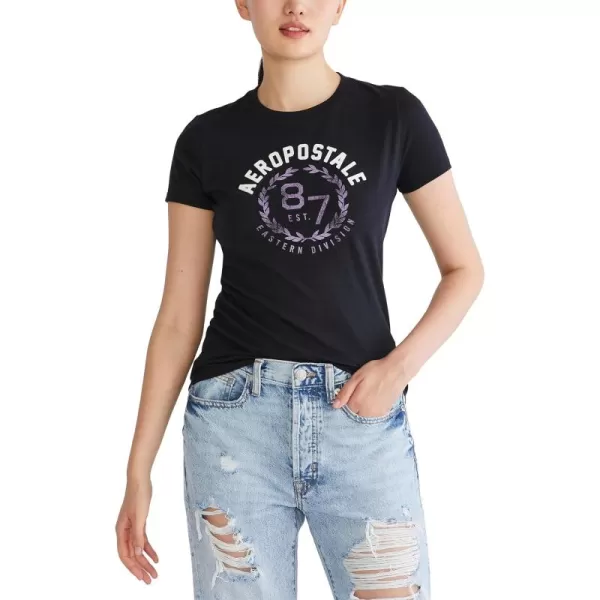 AEROPOSTALE Womens Arch Short Sleeve Graphic TeeDark Black2