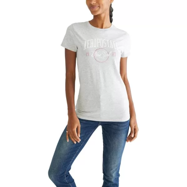 AEROPOSTALE Womens Arch Short Sleeve Graphic TeeLight Heather Grey