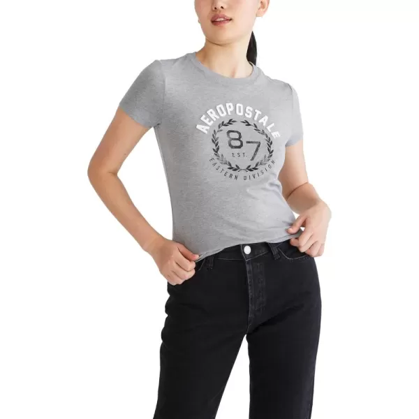 AEROPOSTALE Womens Arch Short Sleeve Graphic TeeMedium Heather Grey