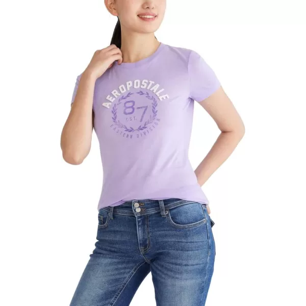 AEROPOSTALE Womens Arch Short Sleeve Graphic TeePurple Neon