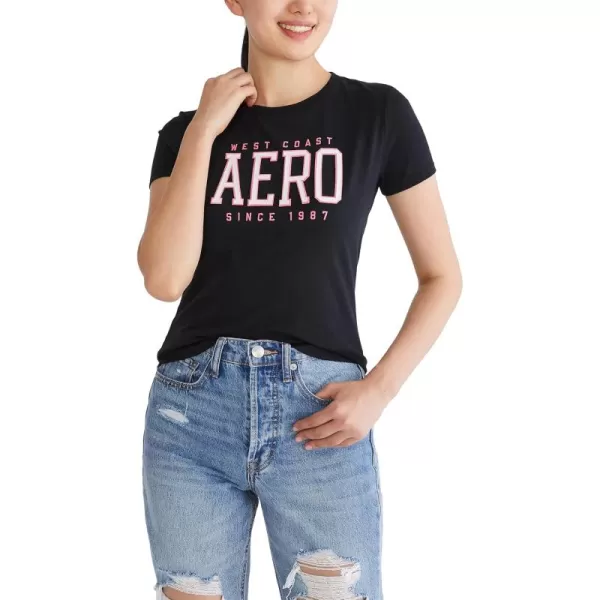 AEROPOSTALE Womens Block Short Sleeve Graphic TeeDark Black2