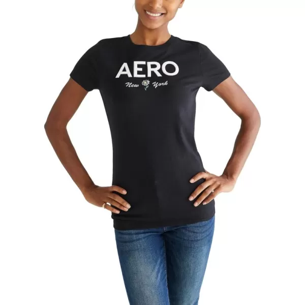 AEROPOSTALE Womens Block Short Sleeve Graphic TeeDark Black3