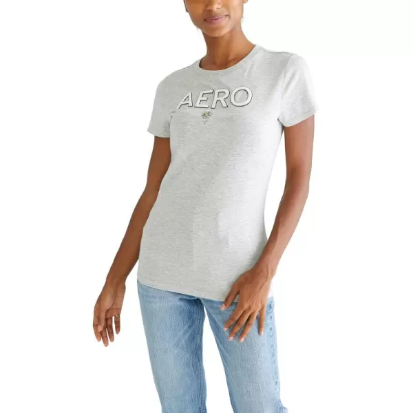 AEROPOSTALE Womens Block Short Sleeve Graphic TeeLight Heather Grey