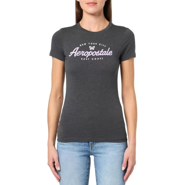 AEROPOSTALE Womens Butterflies Short Sleeve Graphic TeeCharcoal Heather Grey 2