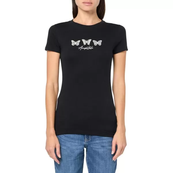 AEROPOSTALE Womens Butterflies Short Sleeve Graphic TeeDark Black 2
