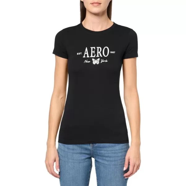AEROPOSTALE Womens Butterflies Short Sleeve Graphic TeeDark Black