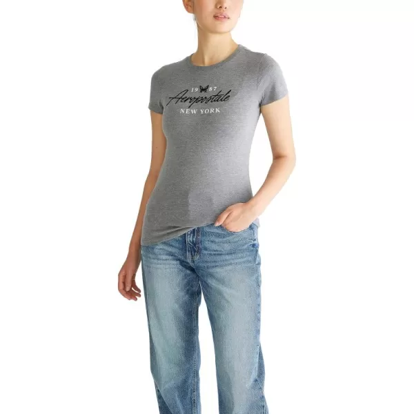 AEROPOSTALE Womens Butterflies Short Sleeve Graphic TeeMedium Heather Grey