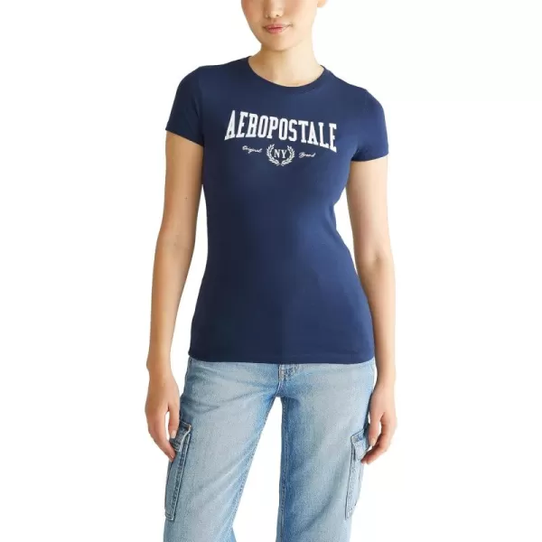 AEROPOSTALE Womens Collegiate Short Sleeve Graphic TeeCadet Navy