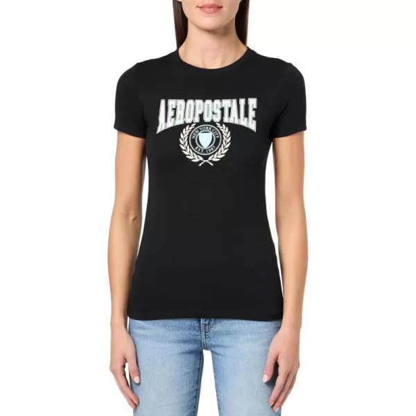 AEROPOSTALE Womens Collegiate Short Sleeve Graphic TeeDark Black 2