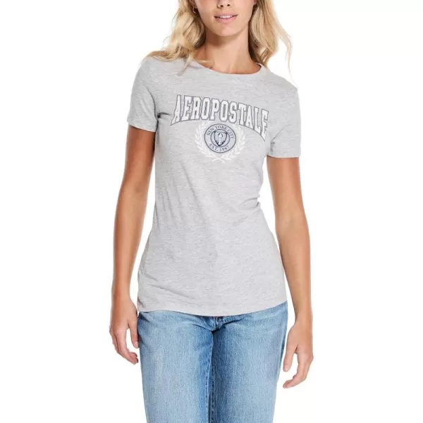 AEROPOSTALE Womens Collegiate Short Sleeve Graphic TeeLight Heather Grey