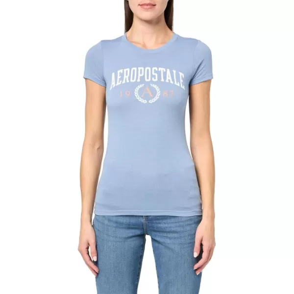 AEROPOSTALE Womens Collegiate Short Sleeve Graphic TeeWashed Blue