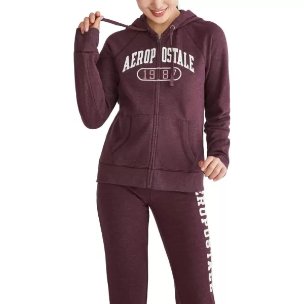 AEROPOSTALE Womens Logo Full Zip HoodieArches1987Rich Burgundy