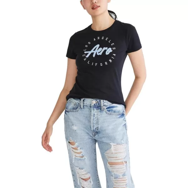 AEROPOSTALE Womens Script Short Sleeve Graphic TeeDark Black3