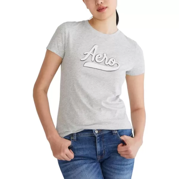 AEROPOSTALE Womens Script Short Sleeve Graphic TeeLight Heather Grey